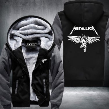 Classic Heavy Metal Metallica Rock Men's Hoodies Thicken Fleece Zipper Casual Tops Style 2