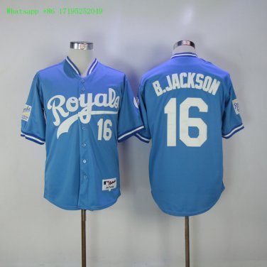 16 Bo Jackson Men Stitched Jersey Size S to 3 XL blue 2