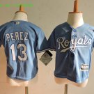 13 Salvador Perez Men Stitched Jersey Size S to 3 XL blue