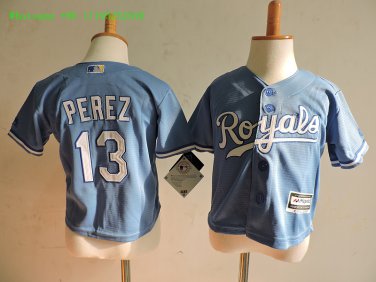 13 Salvador Perez Men Stitched Jersey Size S to 3 XL blue