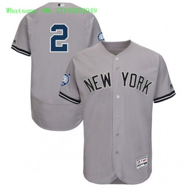 2 Derek Jeter Men Stitched Jersey Size S to 3 XL grey 1