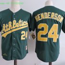24 Rickey Henderson Men Stitched Jersey Size S to 3 XL green 3