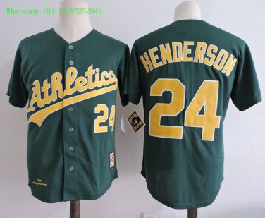 24 Rickey Henderson&Acirc;&nbsp;Men Stitched Jersey Size S to 3 XL green 3