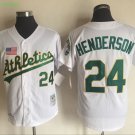 24 Rickey Henderson Men Stitched Jersey Size S to 3 XL white