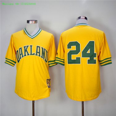 24 Rickey Henderson&Acirc;&nbsp;Men Stitched Jersey Size S to 3 XL yellow