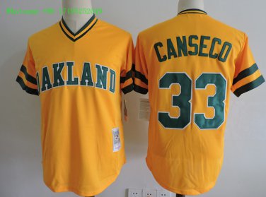 33 Jose Canseco Men Stitched Jersey Size S to 3 XL yellow