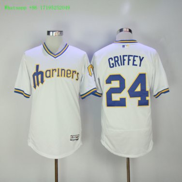 24 Ken Griffey Men Stitched Jersey Size S to 3 XL white 1