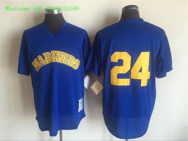 24 Ken Griffey Men Stitched Jersey Size S to 3 XL blue
