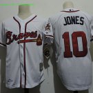 10 Chipper Jones Men Stitched Jersey Size S to 3 XL white