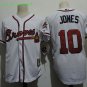 10 Chipper Jones Men Stitched Jersey Size S to 3 XL white