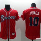 10 Chipper Jones Men Stitched Jersey Size S to 3 XL red