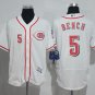 5 Johnny Bench Men Stitched Jersey Size S to 3 XL white