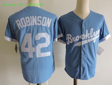 &Acirc;&nbsp;42 Jackie Robinson Stitched Jersey Size S to 3 XL blue 1