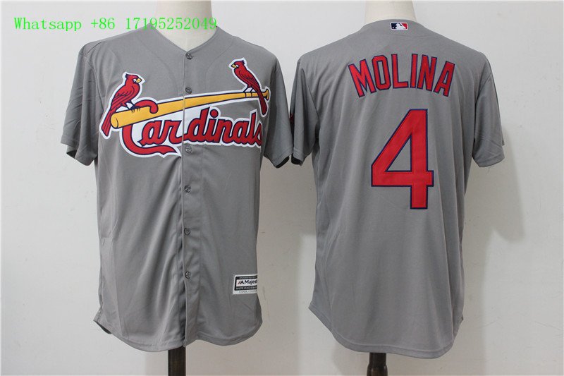 4 Yadier Molina Stitched Jersey Size S to 3 XL grey