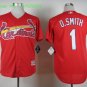 1 Ozzie Smith Stitched Jersey Size S to 3 XL red