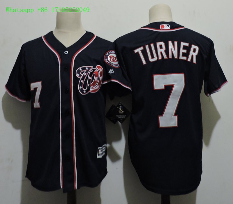 7 Trea Turner Stitched Jersey Size S to 3 XL black