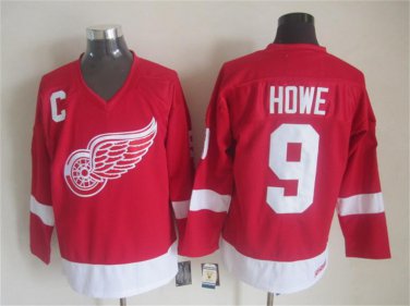 9 Gordie Howe Stitched Jersey Size S to 3 XL red