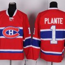 1 Jacques Plante Stitched Jersey Size S to 3 XL red