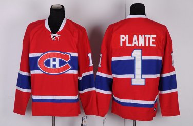 1 Jacques Plante Stitched Jersey Size S to 3 XL red