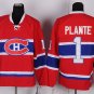 1 Jacques Plante Stitched Jersey Size S to 3 XL red