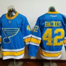 42 David Backes Stitched Jersey Size S to 3 XL blue
