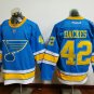 42 David Backes Stitched Jersey Size S to 3 XL blue