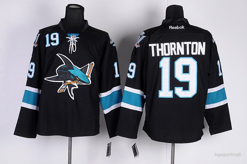 19 Joe Thornton Stitched Jersey Size S to 3 XL black