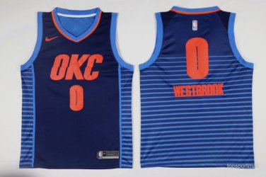 0 Russell Westbrook  Stitched Jersey Size S to 3 XL blue 1