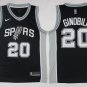 20 Manu Ginobili Stitched Jersey Size S to 3 XL black
