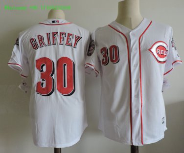 30 Ken Griffey Stitched Jersey Size S to 3 XL white