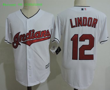 12 Francisco Lindor Stitched Jersey Size S to 3 XL white