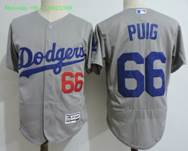 66 Yasiel Puig Stitched Jersey Size S to 3 XL grey
