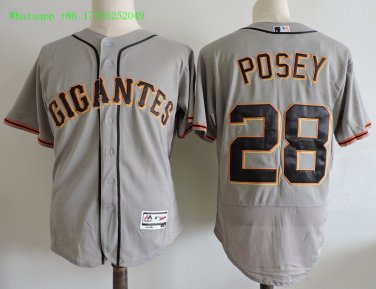 28 Buster Posey Stitched Jersey Size S to 3 XL grey