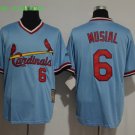 6 Stan Musial Stitched Jersey Size S to 3 XL blue