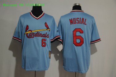 6 Stan Musial Stitched Jersey Size S to 3 XL blue