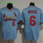 6 Stan Musial Stitched Jersey Size S to 3 XL blue