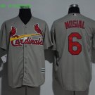 6 Stan Musial Stitched Jersey Size S to 3 XL grey