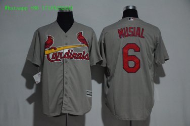 6 Stan Musial Stitched Jersey Size S to 3 XL grey