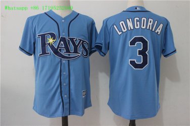 3 Evan Longoria Stitched Jersey Size S to 3 XL blue