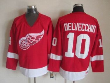 10 Alex Delvecchio&Acirc;&nbsp;Stitched Jersey Size S to 3 XL red