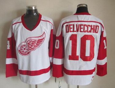 10 Alex Delvecchio&Acirc;&nbsp;Stitched Jersey Size S to 3 XL white