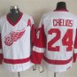 24 Chris Chelios Stitched Jersey Size S to 3 XL white