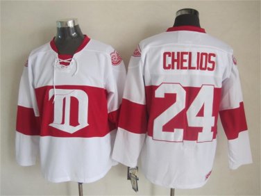24 Chris Chelios Stitched Jersey Size S to 3 XL white 2