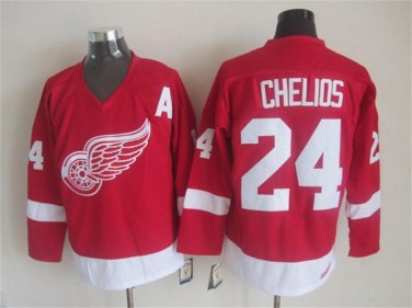 24 Chris Chelios Stitched Jersey Size S to 3 XL red 1