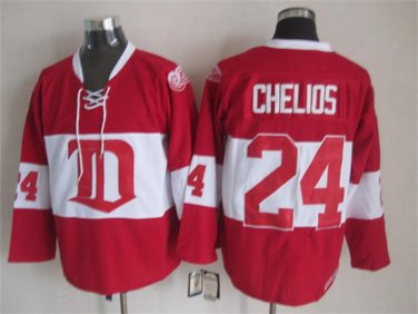 24 Chris Chelios Stitched Jersey Size S to 3 XL red 2