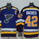 42 David Backes Stitched Jersey Size S to 3 XL blue
