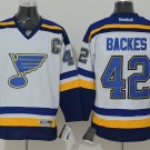 42 David Backes Stitched Jersey Size S to 3 XL white