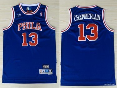 13 Wilt Chamberlain Stitched Jersey Size S to 3 XL blue