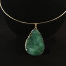 15.5" Neck Ring with Natural Agate Pendant Gold Foiled