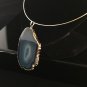 15.5" Neck ring with Slice of Natural Agate Pendant